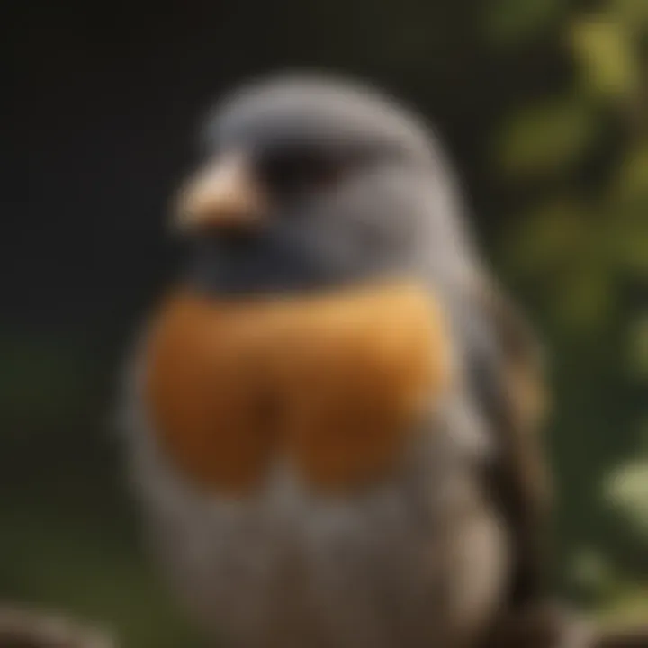 A close-up of a tranquil bird species known for its low noise levels.