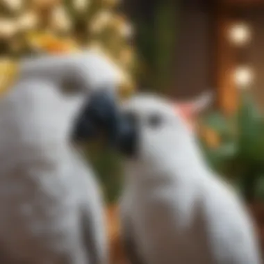 Cockatoo's Social Behavior A cockatoo engaging in social interaction with its owner.