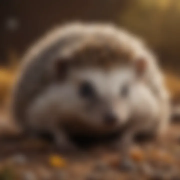 A healthy hedgehog being examined by a veterinarian