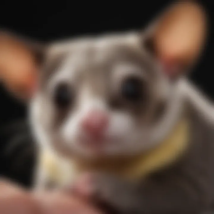 A close-up of a healthy sugar glider during a routine health check