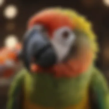 A parrot interacting with its owner through vocalization.