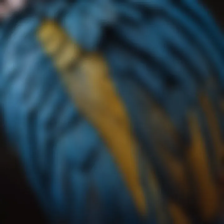 Close-up of a blue macaw showcasing its stunning feathers