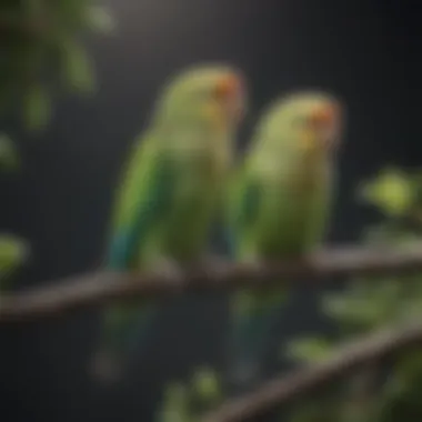 A parakeet resting calmly on a branch