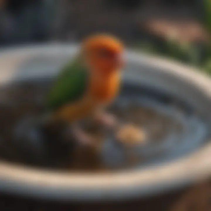 Close-up of a clean bird bath with fresh water