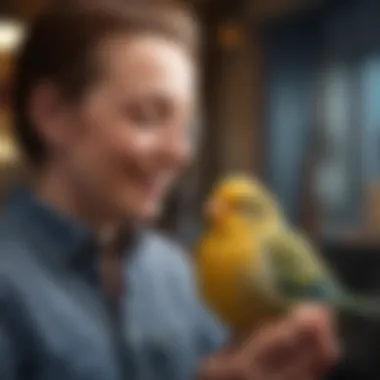 A joyful interaction between a bird and its owner, illustrating companionship