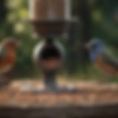 Birds enjoying bird food pellets at a feeder