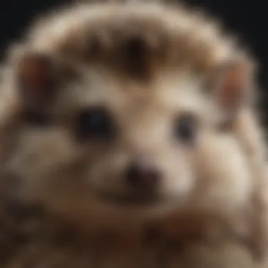 A close-up of a hedgehog's face, highlighting its adorable features.