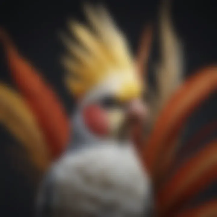 A close-up of a cockatiel displaying its vibrant feathers.