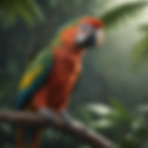 A vibrant tropical parrot perched on a branch