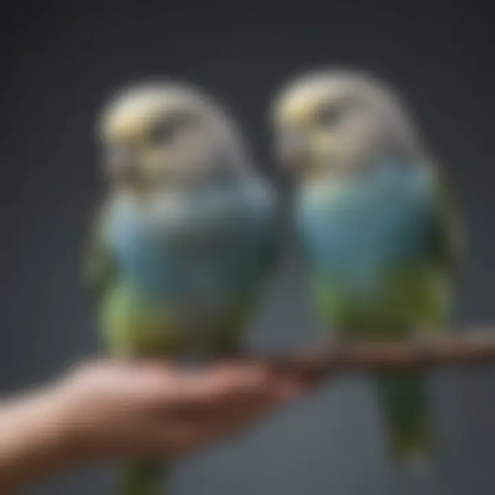 Budgerigar perched on a finger, symbolizing trust and bond