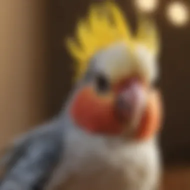 A cockatiel displaying its vibrant feathers