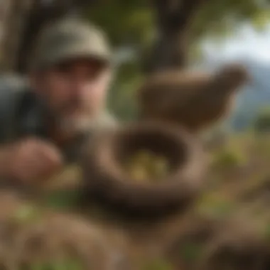 Conservationist Protecting Kiwi Nests A conservationist monitoring kiwi nests in a protected area to support their survival.