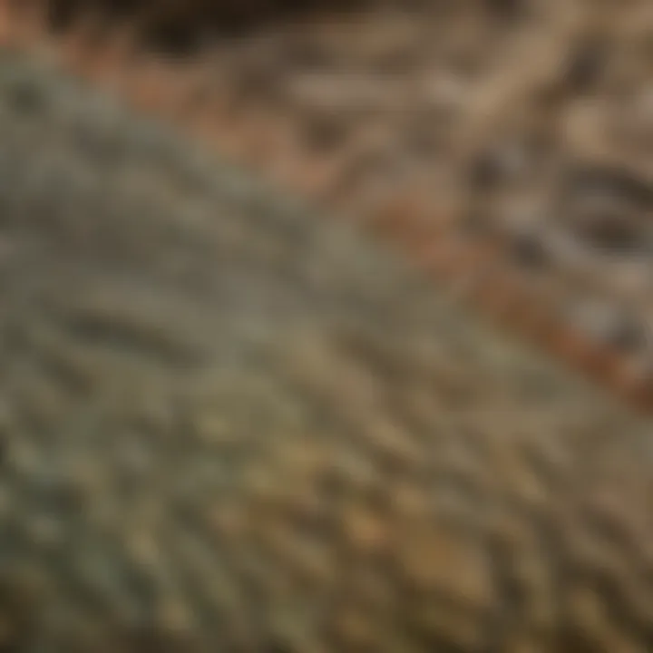 A close-up of iguana scales showcasing intricate textures