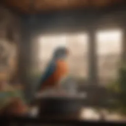 A serene indoor setting for pet birds free from smoke hazards