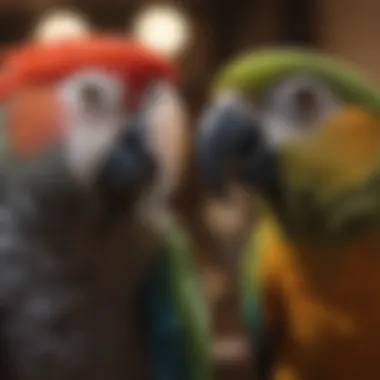 An African parrot interacting with its owner