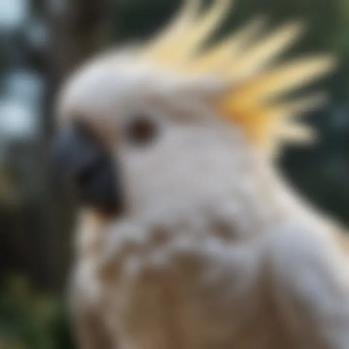 Cockatoo displaying its crest while calling out, embodying its loud personality