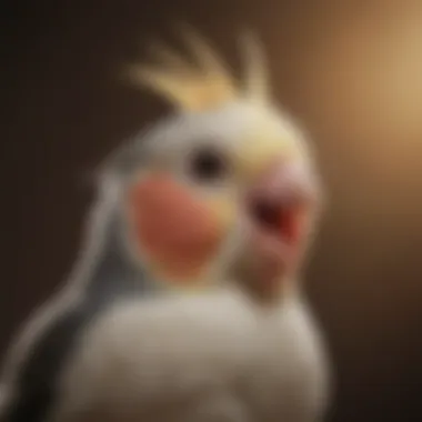 A close-up of a cockatiel demonstrating its vocal expression.