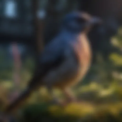 Bird basking under ultraviolet light