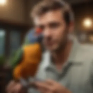 An engaging visual representation of the emotional bond between pet birds and their owners, highlighting companionship.