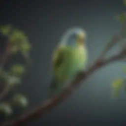 A serene budgerigar perched on a branch