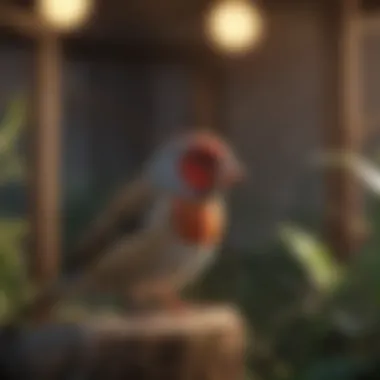 Finches: The Gentle Singers A tranquil finch in a cozy aviary setting