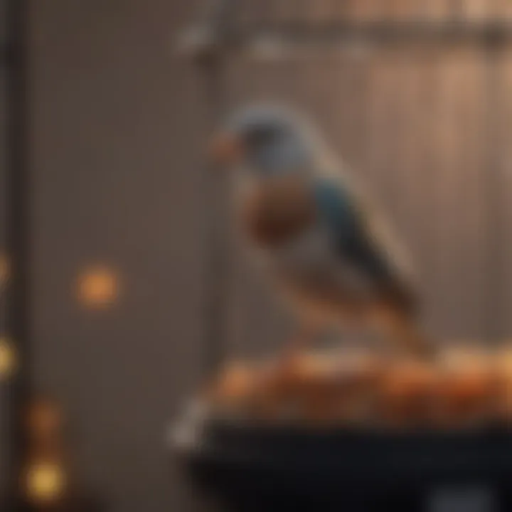 A serene pet bird resting under a cozy cage cover