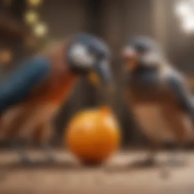 Enhancing Mental Stimulation in Birds Bird interacting with a large toy showcasing mental stimulation