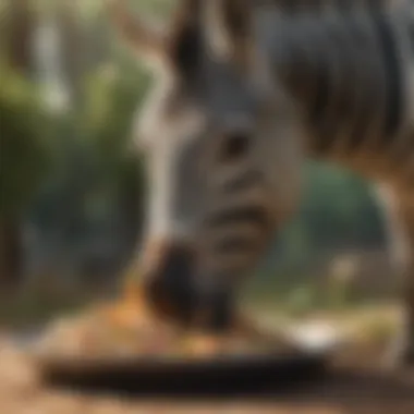 A close-up of a zebra bird enjoying its meal, illustrating proper nutrition.