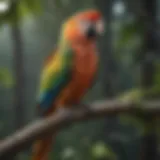 A vibrant parrot perched on a branch