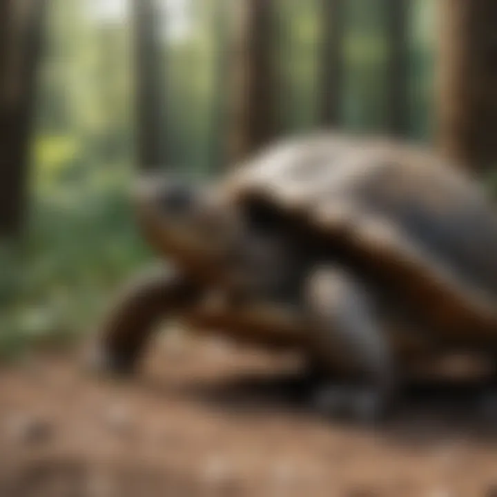 Detailed view of sustainable materials used in tortoise housing.