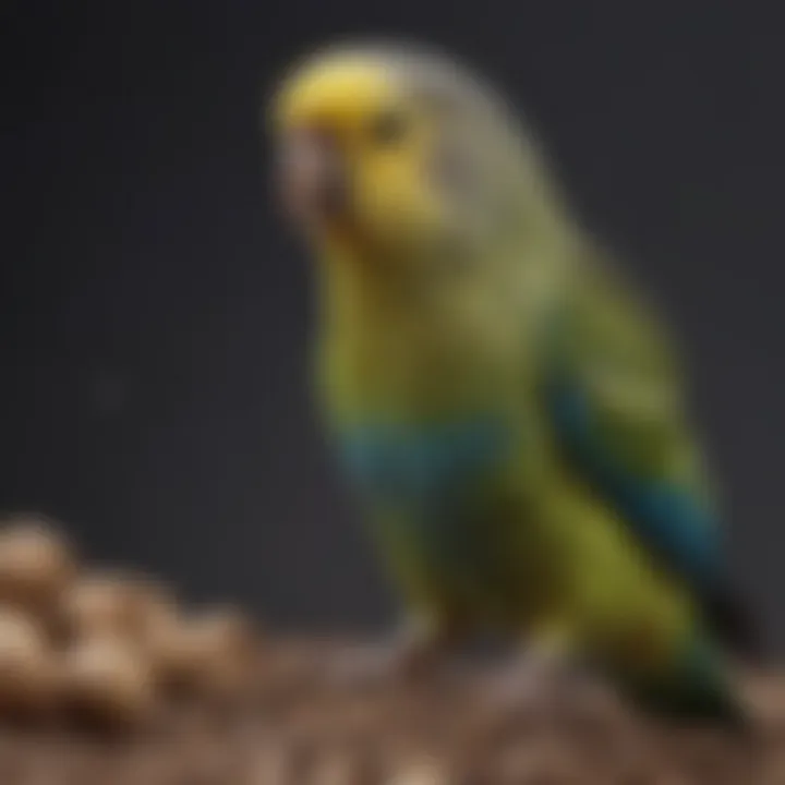 Tips on transitioning budgies to pelleted food displayed visually.