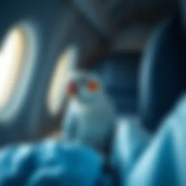 A cozy setup for a bird during a flight