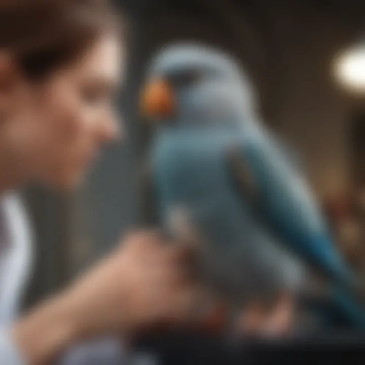 Veterinarian examining a pet bird