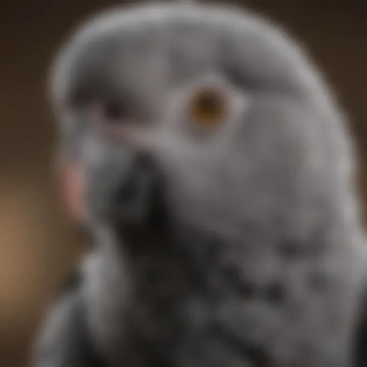 A close-up of an African Gray parrot displaying its intelligent gaze.