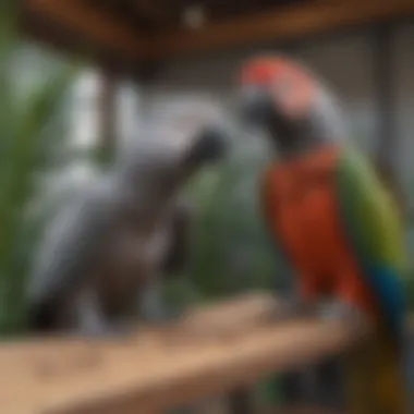 Welcoming environment designed for an African Grey Macaw's enclosure