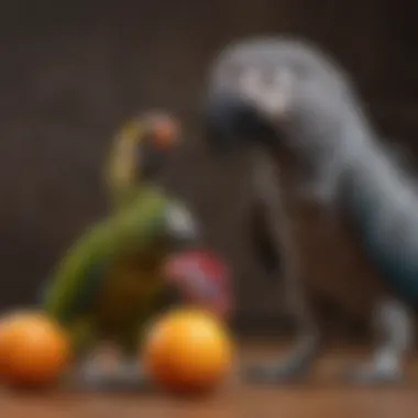 African Grey Macaw engaging with a toy, displaying intelligence