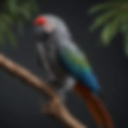 Captivating African Grey Macaw perched elegantly on a branch