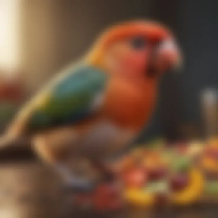 A colorful array of seeds and fruits ideal for pet birds' diets