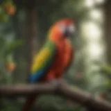 Vibrant parrot perched on a branch showcasing its colors in a natural habitat.