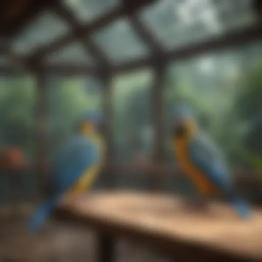 A spacious aviary designed for various species of birds