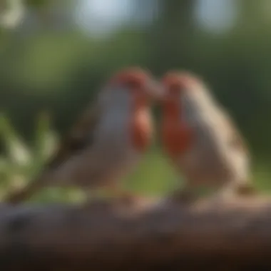 Finches engaging in social interaction