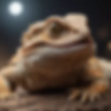 Close-up of a bearded dragon exhibiting signs of lethargy