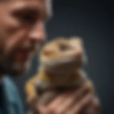 Veterinarian examining a bearded dragon for health assessment