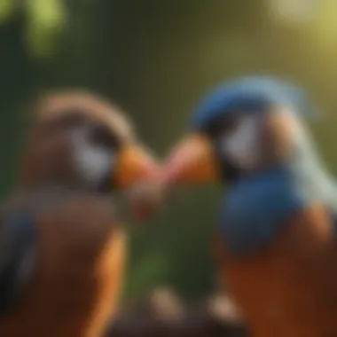 Avian Interactions: The Social Nature of Birds Two birds interacting, representing the social behaviors of avian species.
