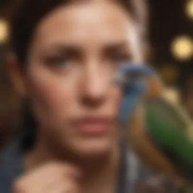 Understanding Your Bird Through Observation A pet owner observing their bird's behavior attentively