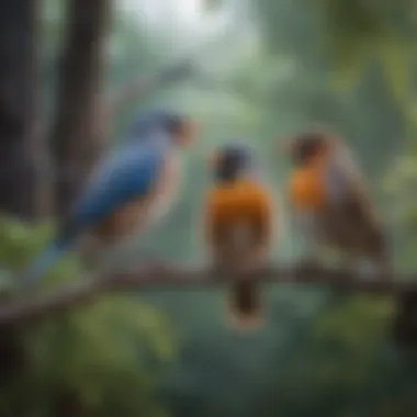 A bird perched on a branch interacting with another bird