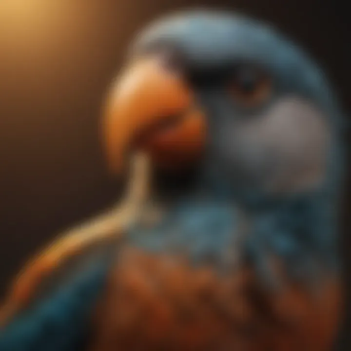 Close-up of a pet bird calling, showcasing its vibrant feathers