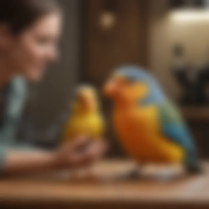 A pet bird interacting with its owner, showcasing the importance of chirp recognition