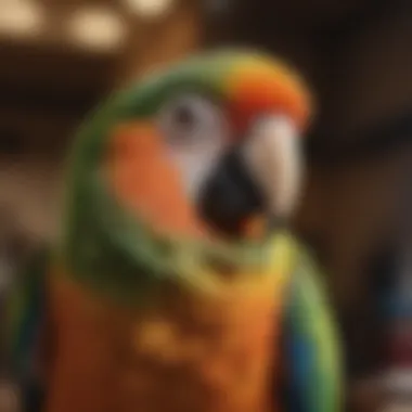 Close-Up of Collar Plucking in Parrots A close-up of a parrot showing its collar area with feathers missing due to plucking.