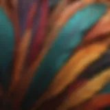 Close-up of colorful bird feathers highlighting dander